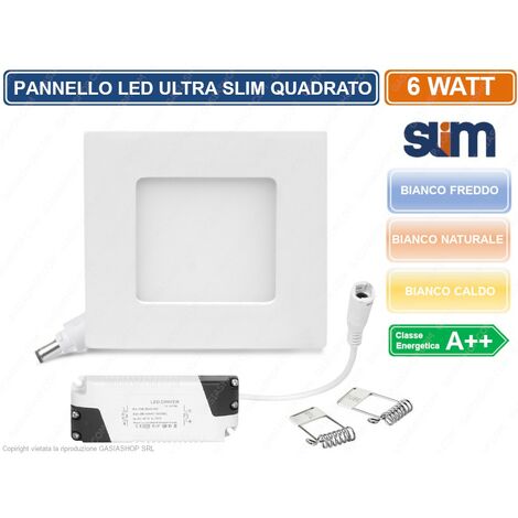 PANNELLO LED QUADRATO ULTRA SLIM 6W SMD DA INCASSO CON DRIVER INCLUSO