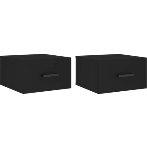 Tables De Chevet Murales 2 Pcs Noir 35x35x20 Cm The Living Store