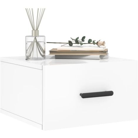 Tables De Chevet Murales Pcs Blanc Brillant X X Cm The Living