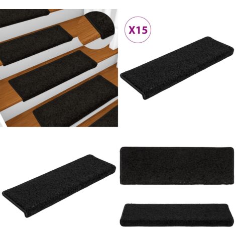 Tapis D Escalier 15 Pcs 65x21x4 Cm Noir Tapis D Escalier Tapis De