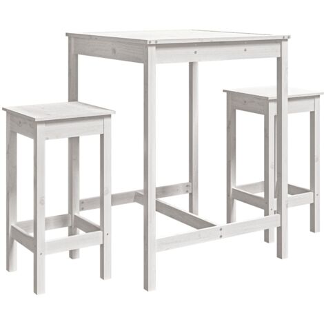 Ensemble De Bar De Jardin Pcs Blanc Bois De Pin Massif Ensemble De