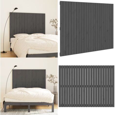 T Te De Lit Murale Gris X X Cm Bois Massif De Pin T Te De Lit