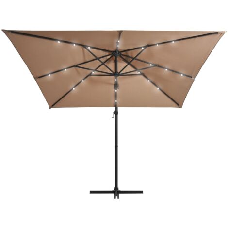 Parasol D Port Avec Led Et M T En Acier X Cm Taupe Parasol