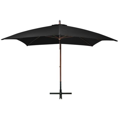 Parasol Suspendu Avec M T Noir X M Bois De Sapin Massif Parasol