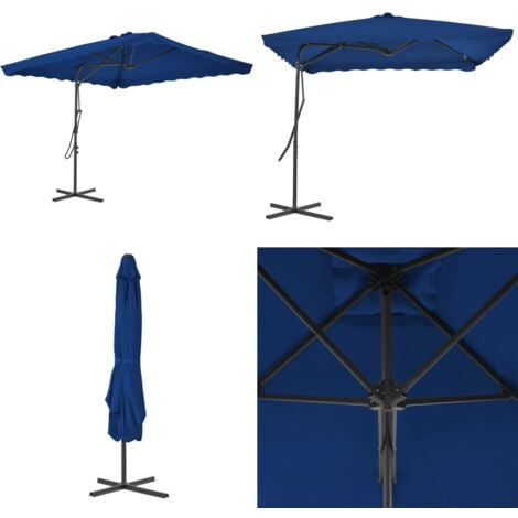 Parasol d extérieur avec mât en acier Bleu 250x250x230 cm parasol