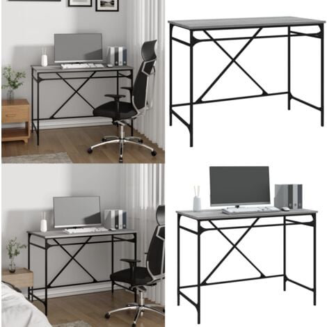 Bureau Sonoma Gris X X Cm Bois D Ing Nierie Et Fer Bureau