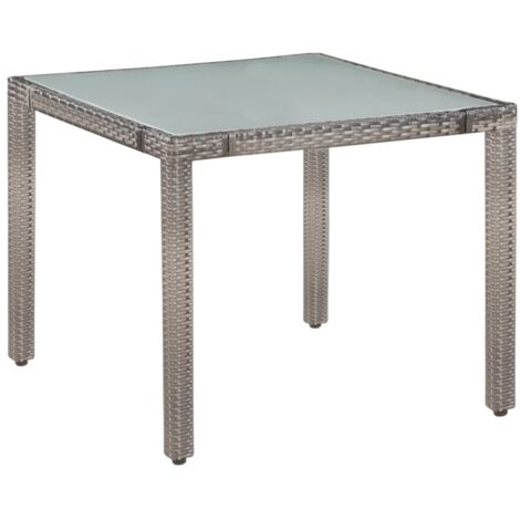 Mobilier à dîner de jardin 5 pc et coussins Résine tressée Gris