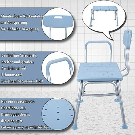 Duschhocker F R Senioren Duschstuhl Mit Armlehnen Und R Ckenlehne