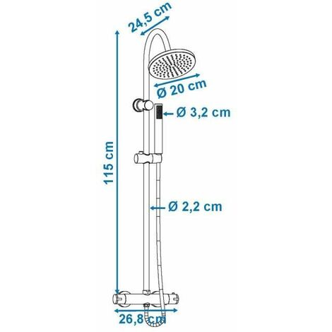 ROUSSEAU Columna De Ducha Con Grifo Monomando Termosttico Loona