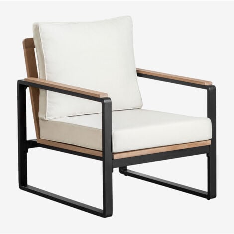 Fauteuil De Jardin En Aluminium Et Bois D Acacia Giselle SKLUM Noir