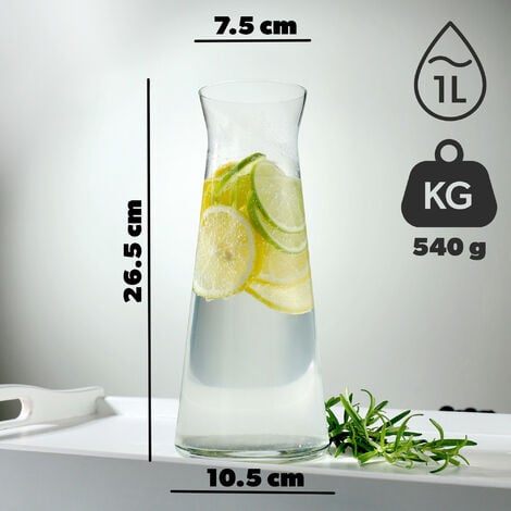 KADAX Glaskaraffe Wasserkaraffe aus Glas Getränkekaraffe 1L 2 Stück