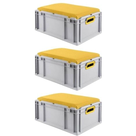 SET SUPER ÉCONOMIQUE 3x Bac Euro NextGen Seat Box Jaune HxLxP 26