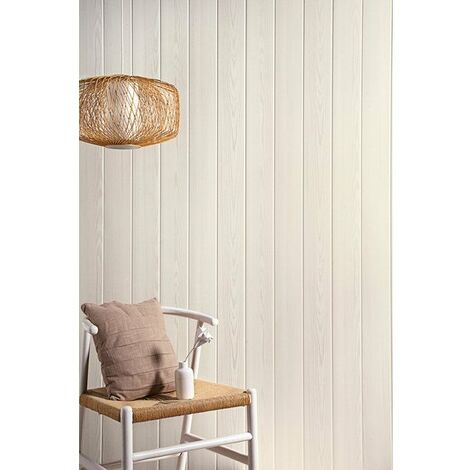 Lambris En Pvc Bois Fin Blanc GROSFILLEX L 260 X L 37 5 Cm X Ep 8 Mm