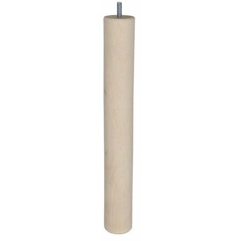 CIME Pied De Table Basse Cylindrique Fixe Hêtre Brut Blanc Beige 36 Cm