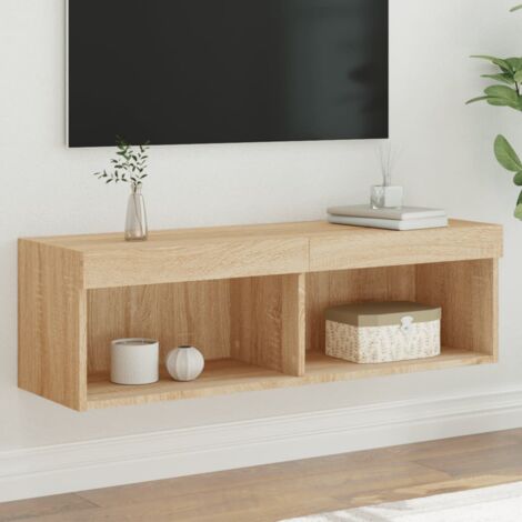 Furniture Limited Meuble Tv Avec Lumi Res Led Ch Ne Sonoma