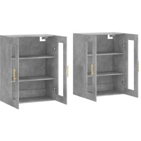 Furniture Limited Armoires Murales Pcs Gris B Ton Bois