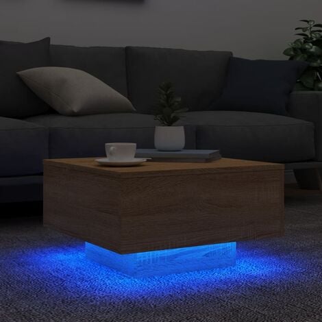 Furniture Limited Table basse avec lumières LED chêne sonoma