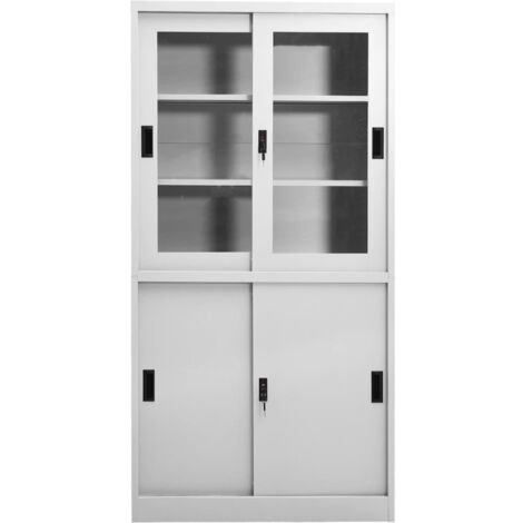 Furniture Limited Armario Oficina Puerta Corredera Acero Gris