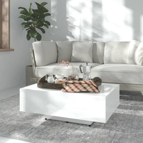 Furniture Limited Tavolino Da Salotto Bianco Lucido 85x55x31 Cm