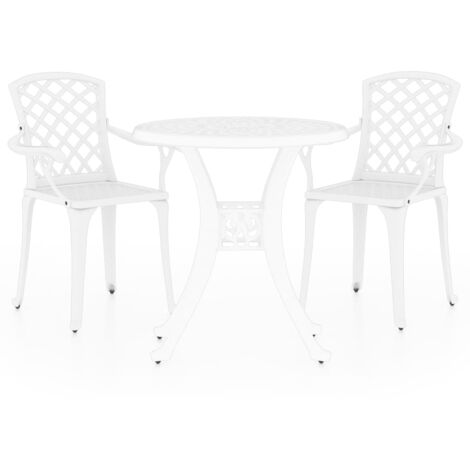 3 tlg Bistro Set Aluminiumguss Weiß vidaXL