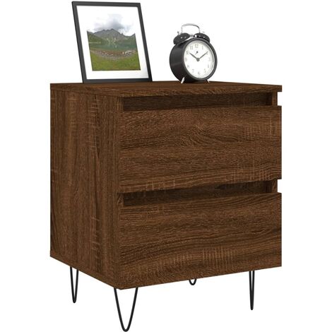 Bedside Cabinet Brown Oak X X Cm Engineered Wood Vidaxl