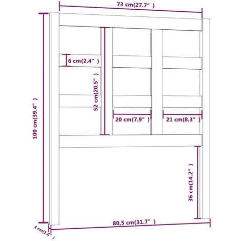 Bed Headboard 80 5x4x100 Cm Solid Wood Pine VidaXL