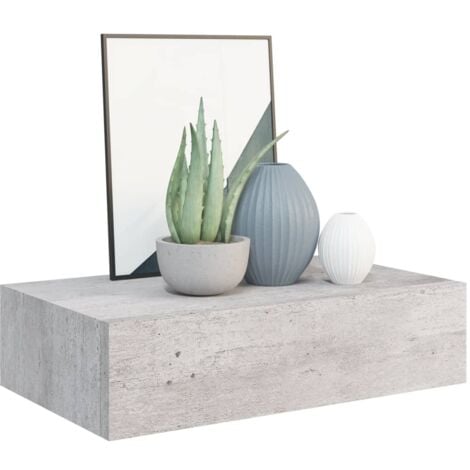 Wandregale Living Wandregal Mit Schublade Betongrau 40x23 5x10 Cm MDF