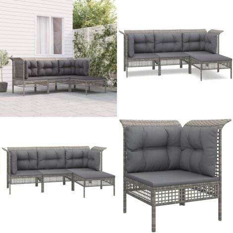 Tlg Garten Lounge Set Mit Kissen Grau Poly Rattan Garten Lounge