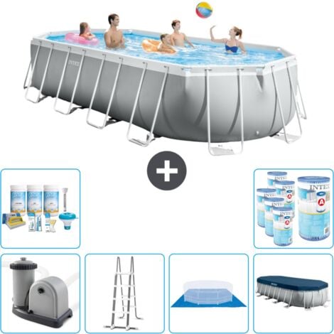 Intex Oval Prism Frame Swimmingpool 610 X 305 X 122 Cm Grau