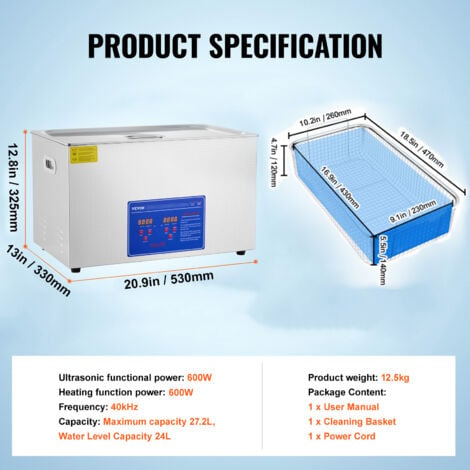 Mophorn Nettoyeur A Ultrasons 27 2L Minuterie Numerique Et Chauffage