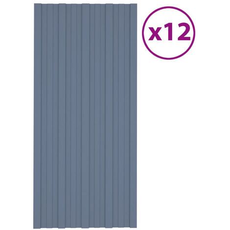 Panneaux de toiture 12 pcs Acier galvanisé Gris 100x45 cm