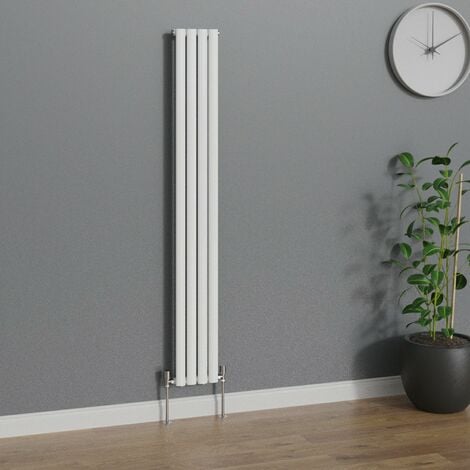 WarmeHaus Vertical Radiators Oval Single Panel White Column Designer