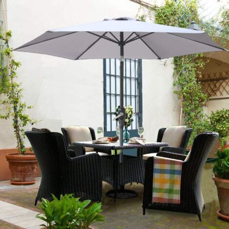 2 5M Round Garden Parasol Outdoor Patio Sun Shade Umbrella With Tilt