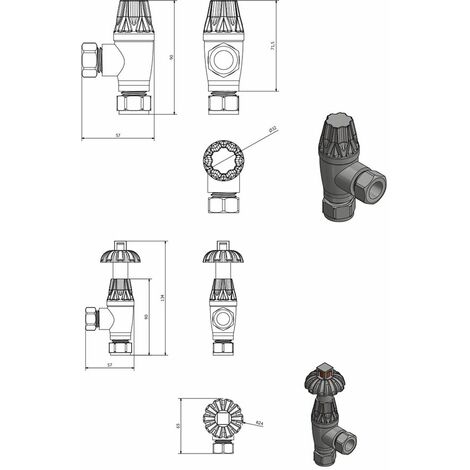 Warmehaus Victorian Style Angled Radiator Valves Polished Brass