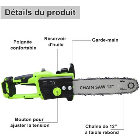 Tronçonneuse Brushless sans fil Coupe 30 cm avec 2 batteries 6 0Ah et