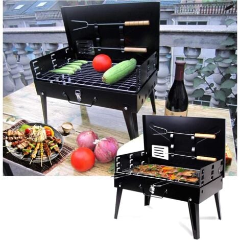 Barbecue Portable Au Charbon De Bois Avec Spatule Fourchette Petits