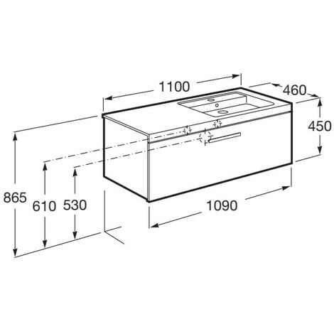 Unik mueble con un cajón lavabo PRISMA ROCA Color Gris antracita