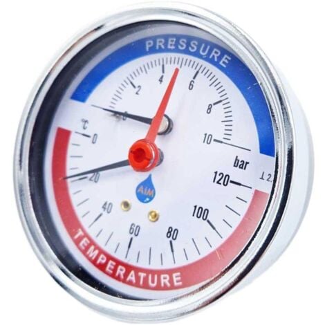 80mm Dial 0 120c 0 6 Bar Rear Entry Temperature Pressure Gauge 1 2inch