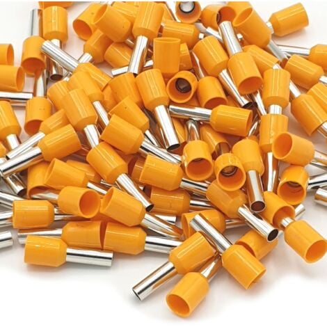 100pcs 4mm Insulated Orange Single Cord End Terminal Crimp Bootlace