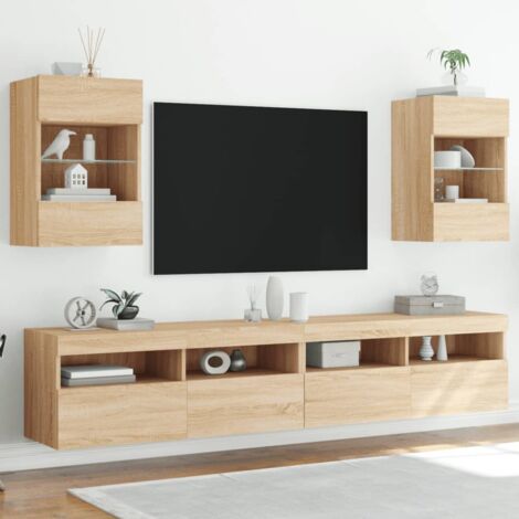 Tv Wandschr Nke Mit Led Leuchten Stk Sonoma Eiche