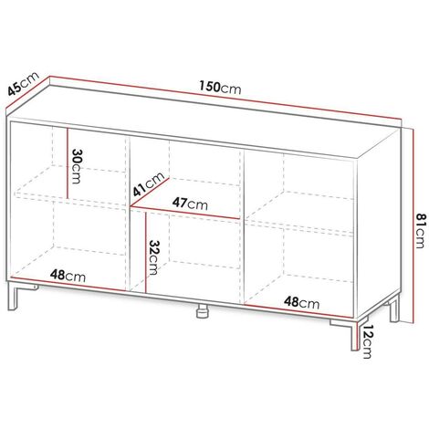 Commode De Rangement Meuble Universel Blanc 150x81x45cm PALACE Sur Pieds