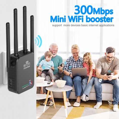 Repeteur WiFi Sans Fil 4 Antennes 2 4G WiFi 300M Extender Amplificateur