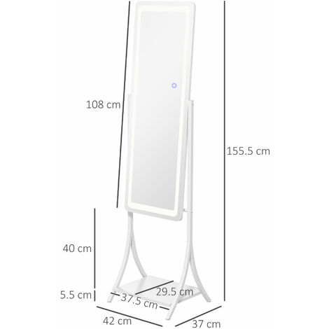 HOMCOM LED Lighted Full Length Mirror Floor Standing Mirror With