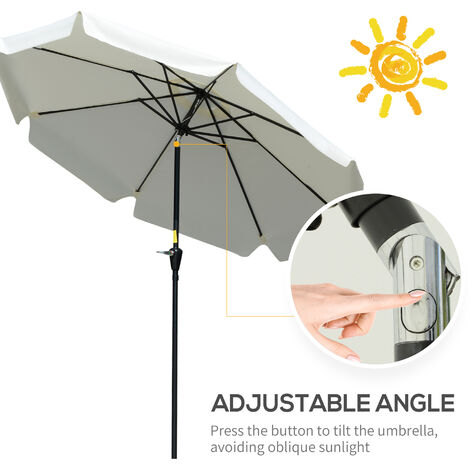 Outsunny M Patio Umbrella Garden Parasol With Crank Ruffles Ribs