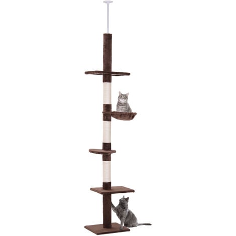 Pawhut Floor To Ceiling Cat Tree For Indoor Cats Tier Scratching Post