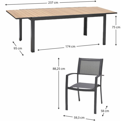 Conjunto de Jardín Mesa Extensible Chillvert San Remo de Aluminio y 6