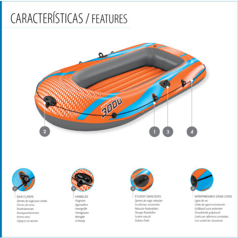 Barca Hinchable para 2 Adultos y 1 Niño Bestway Kondor Elite 3000 Raft