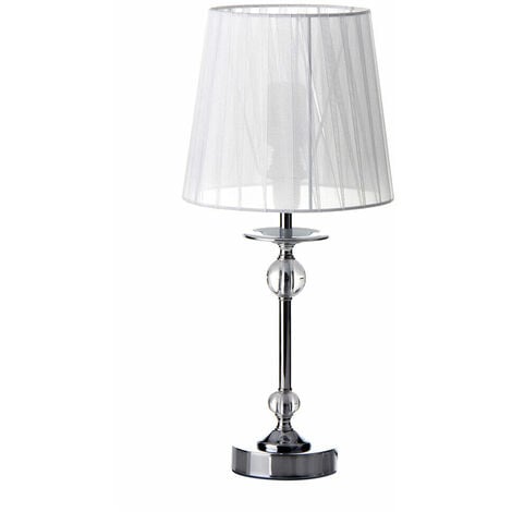 Lampada Da Tavolo Elegante In Metallo Con Paralume Acrilico Bianco Alta