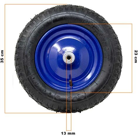 Ruota Pneumatica Per Carriola Cm Gomma Asse Corto Mm