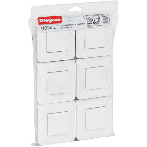 Lot De 6 Interrupteurs Ou Va Et Vient Mosaic Complet Blanc Legrand